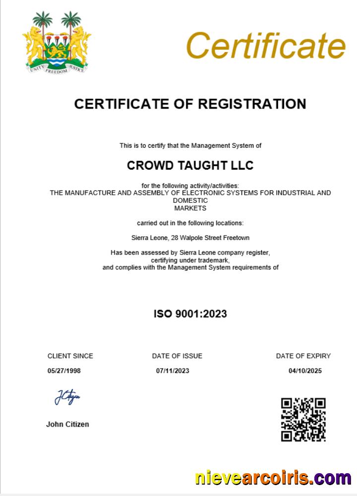 Sierra Leone business registration certificate